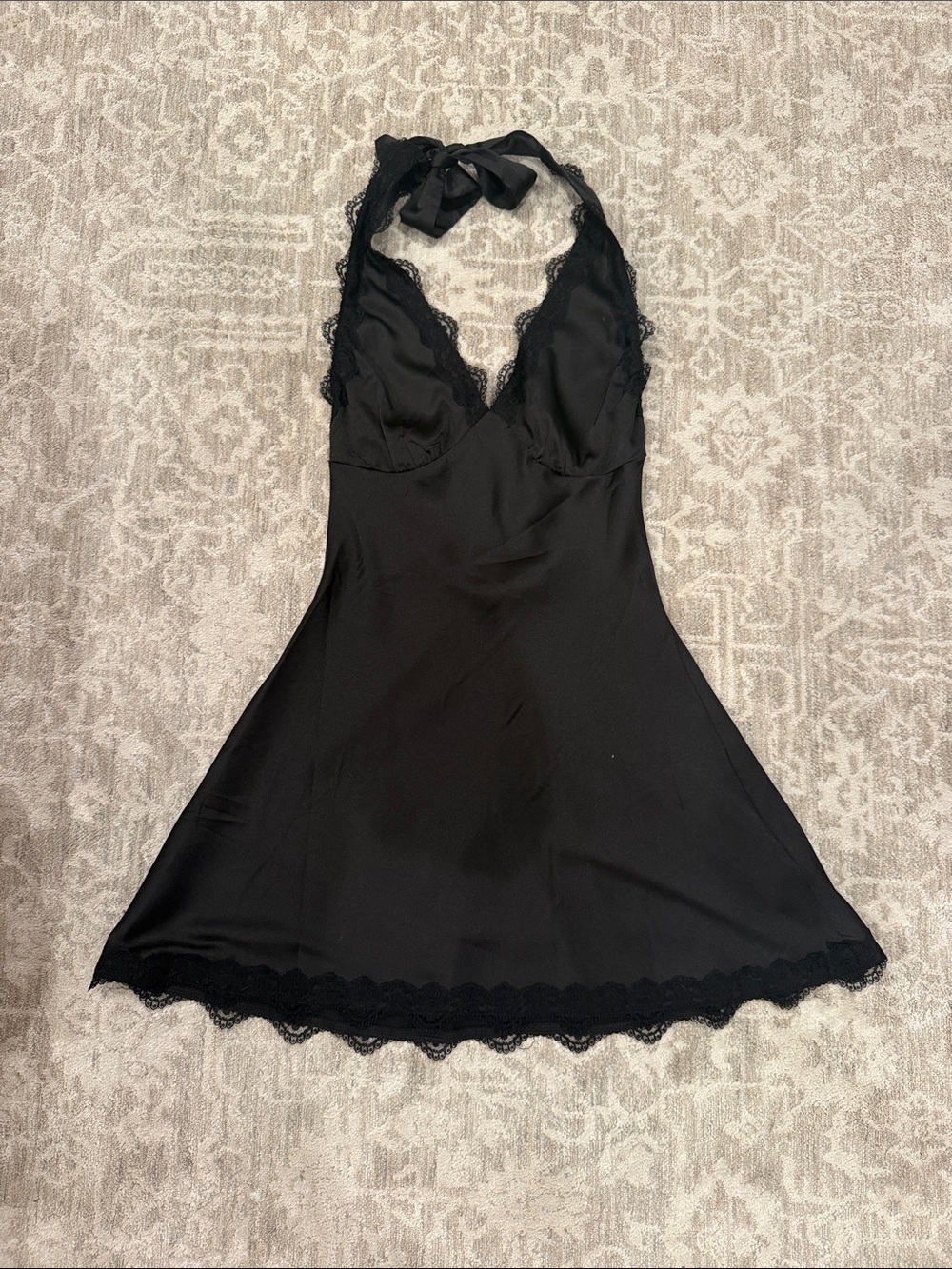 Lioness Black Lace Halter Mini Dress